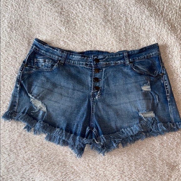 🩳 MODARANI Women’s Cutoff Distressed Denim Shorts – Size XXL - Picture 1 of 11